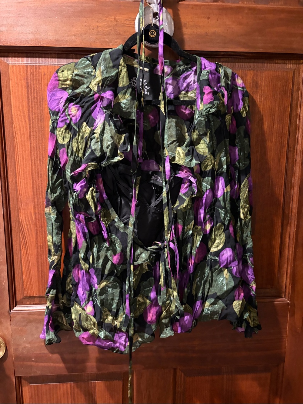 Marc Jacobs Black Blouse with Purple and Green Floral Print